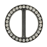 Vintage Crystal Rhinestones and Black Circular Plastic Slider - 2"