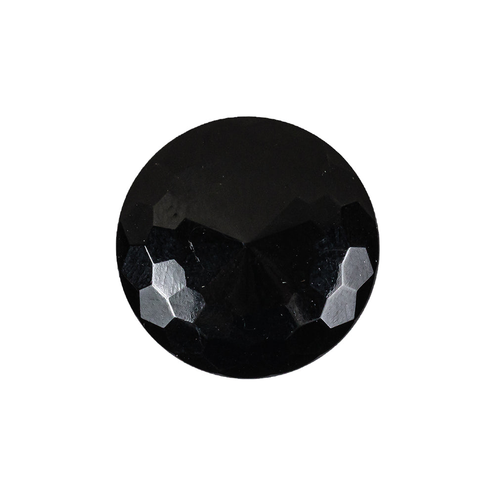 Vintage Jet Faceted Shank Back Glass Button - 35L/22mm