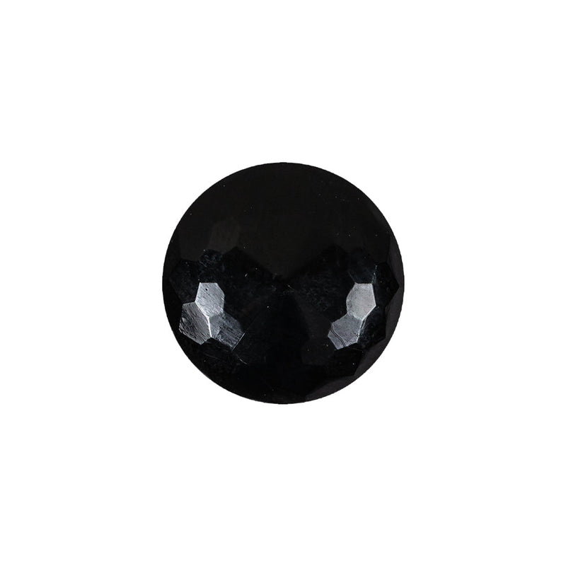 Vintage Jet Faceted Shank Back Glass Button - 28L/18mm