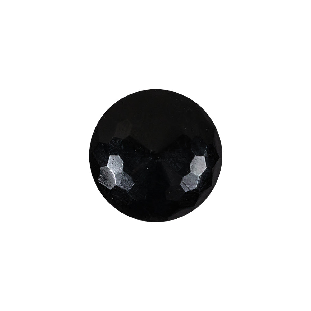 Vintage Jet Faceted Shank Back Glass Button - 28L/18mm