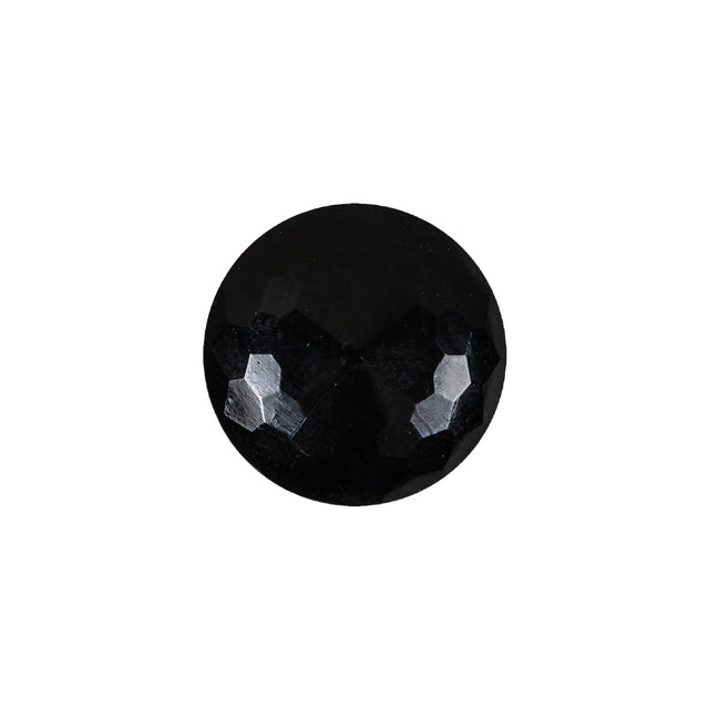 Vintage Jet Faceted Shank Back Glass Button - 28L/18mm