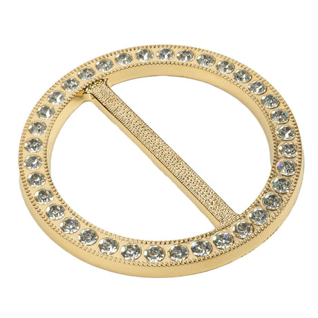 Vintage Crystal Rhinestones and Gold Circular Plastic Slider - 2.625"