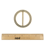 Vintage Crystal Rhinestones and Gold Circular Plastic Slider - 2.625"