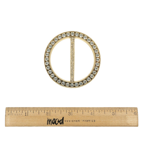 Vintage Crystal Rhinestones and Gold Circular Plastic Slider - 2.625"