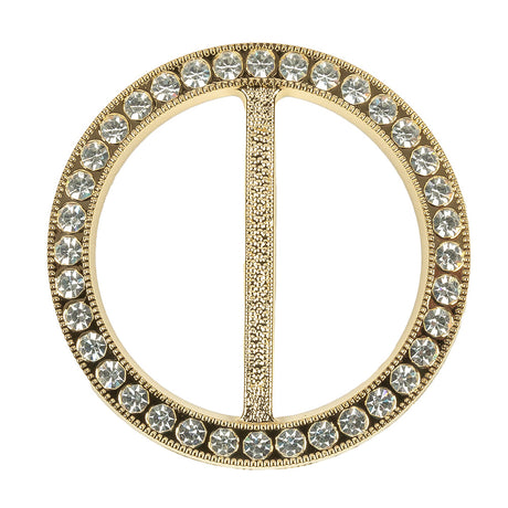 Vintage Crystal Rhinestones and Gold Circular Plastic Slider - 2.625"