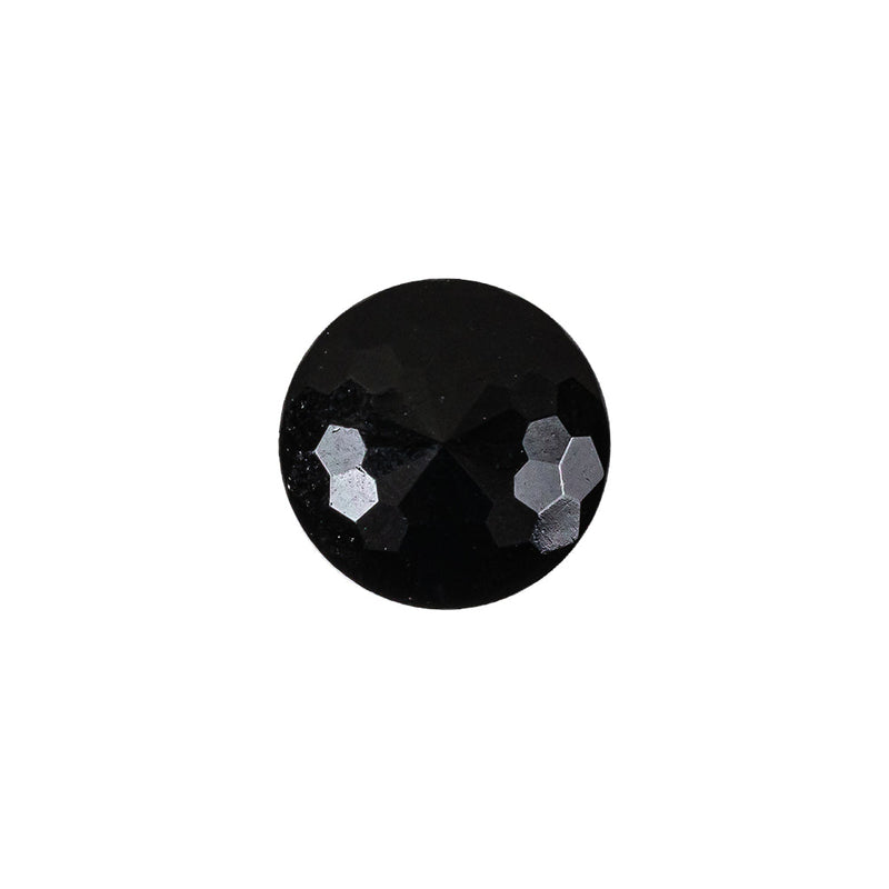 Vintage Jet Faceted Shank Back Glass Button - 22L/14mm