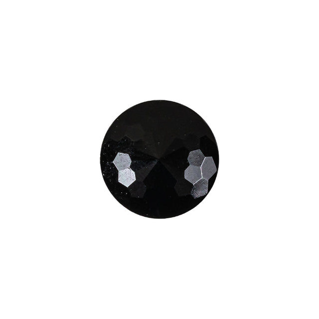 Vintage Jet Faceted Shank Back Glass Button - 22L/14mm