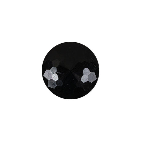 Vintage Jet Faceted Shank Back Glass Button - 25L/16mm