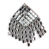 Vintage Swarovski Crystal Rhinestones and Silver Metal Abstract Ornament - 1.75" x 1.625"