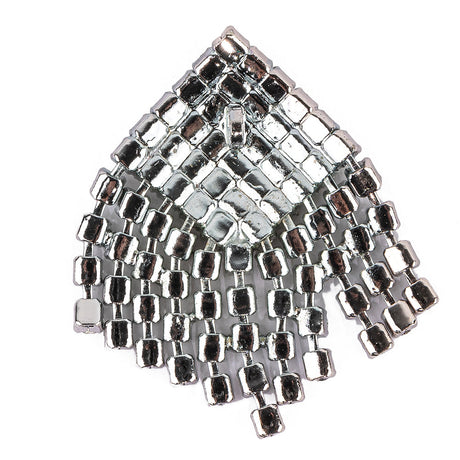 Vintage Swarovski Crystal Rhinestones and Silver Metal Abstract Ornament - 1.75" x 1.625"