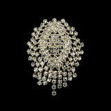 Vintage Czech Crystal Rhinestones and Silver Metal Abstract Ornament - 2.375" x 1.75"