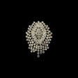 Vintage Czech Crystal Rhinestones and Silver Metal Abstract Ornament - 2.375" x 1.75"