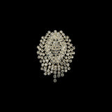 Vintage Czech Crystal Rhinestones and Silver Metal Abstract Ornament - 2.375" x 1.75"