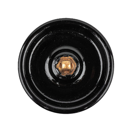 Vintage Jet Faceted Glass Button with Matte Black Center - 44L/28mm