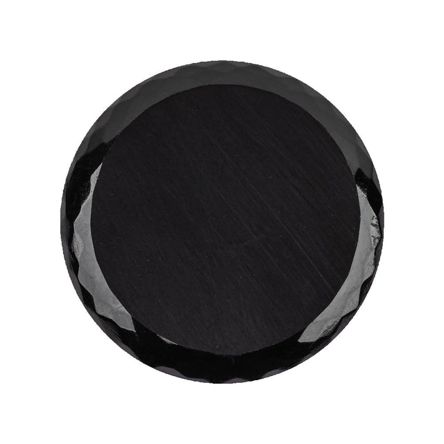 Vintage Jet Faceted Glass Button with Matte Black Center - 44L/28mm