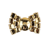 Vintage Swarovski Crystal Rhinestones and Gold Metal Bow with Shank Back - 0.75" x 1.0625"