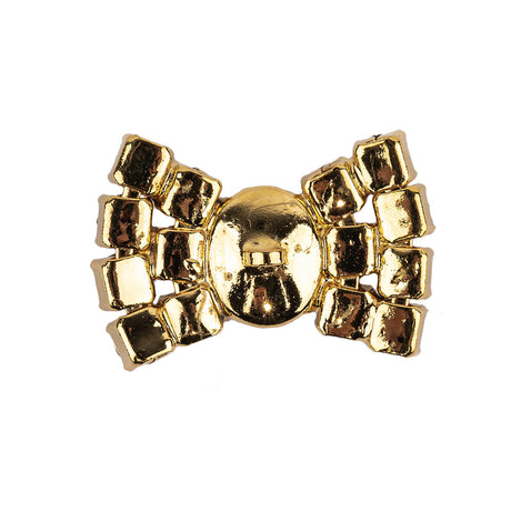 Vintage Swarovski Crystal Rhinestones and Gold Metal Bow with Shank Back - 0.75" x 1.0625"
