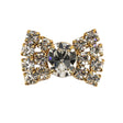 Vintage Swarovski Crystal Rhinestones and Gold Metal Bow with Shank Back - 0.75" x 1.0625"
