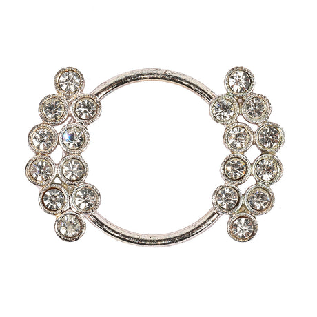 Vintage Swarovski Crystal Rhinestones and Silver Metal Abstract Buckle - 1.625" x 1.125"