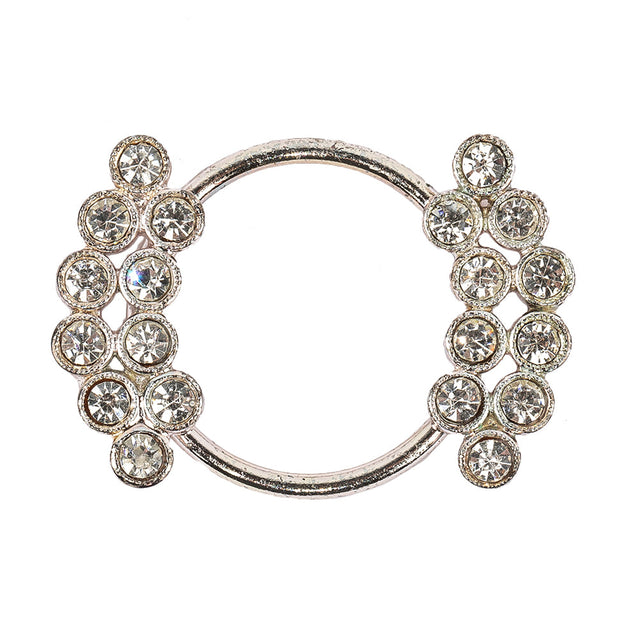 Vintage Swarovski Crystal Rhinestones and Silver Metal Abstract Buckle - 1.625" x 1.125"