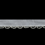 Vintage White and Silver Lined Seed and Bugle Beaded Scalloped Trim - 0.75"