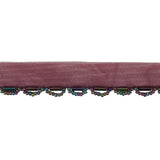 Vintage Burgundy and Red Iris Seed and Bugle Beaded Scalloped Trim - 0.75"