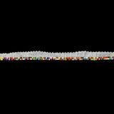 Vintage Rainbow 2 Row Seed Beads on White Trimming - 0.5"