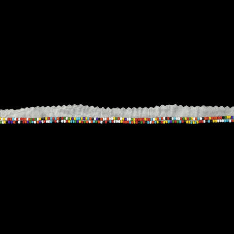 Vintage Rainbow 2 Row Seed Beads on White Trimming - 0.5"