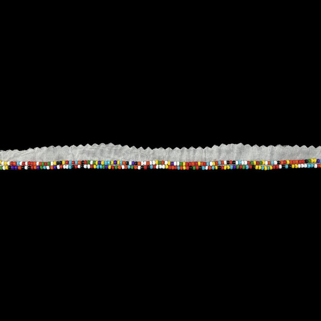 Vintage Rainbow 2 Row Seed Beads on White Trimming - 0.5"