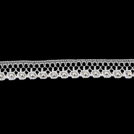 Vintage White Pearl on White Lace Scalloped Trimming - 0.5"