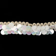 Vintage White Iris Paillette Sequins Fringe Trimming on Ivory Braid - 1.875"