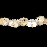 Vintage White Iris Paillette Sequins and White Satin Bugle Beaded Eggnog Trimming - 0.75"