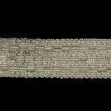 Vintage Silver Lined Seed and Bugle Beaded Striped Trim - 1.375"