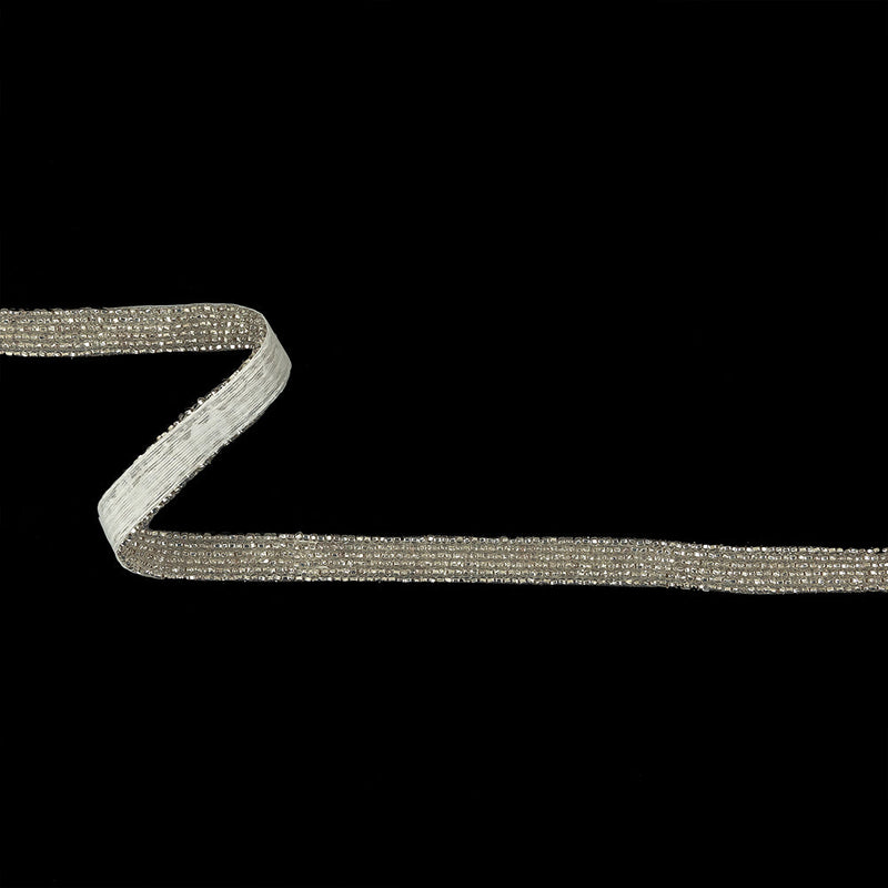 Vintage Silver Lined 6 Row Seed Beaded Trim - 0.5"
