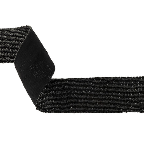 Vintage Fancy 27 Row Black Bugle Beaded Trimming - 2"