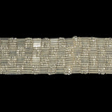 Vintage Silver Lined 4 Row Seed and Bugle Bead Checkerboard Trimming - 1.25"