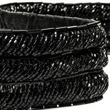 Vintage Fancy Black Bugle Beaded Trim - 1.625"