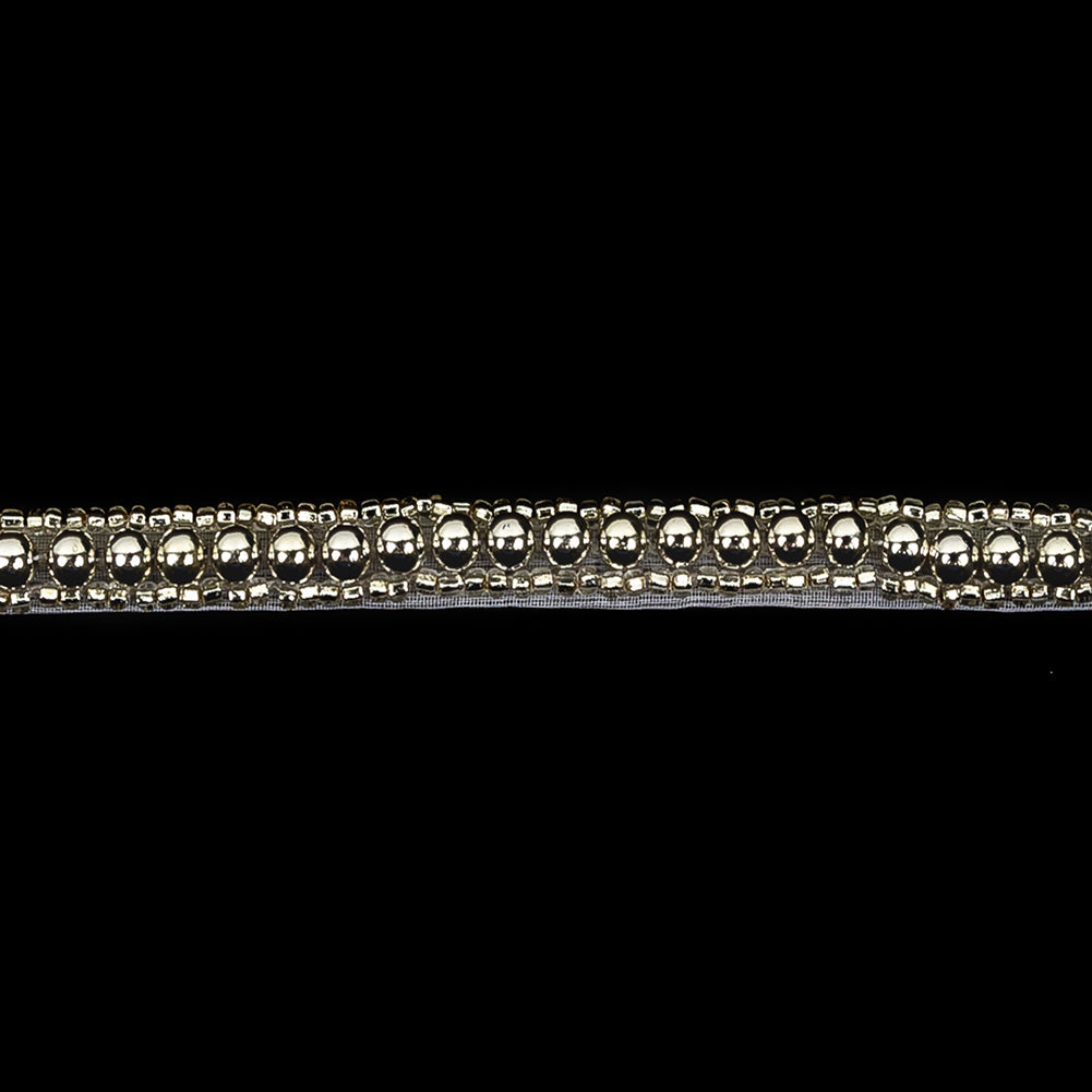 Vintage One Row Silver Ball and Silver Lined Seed Beaded Trimming - 0.25"