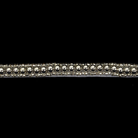 Vintage One Row Silver Ball and Silver Lined Seed Beaded Trimming - 0.25"
