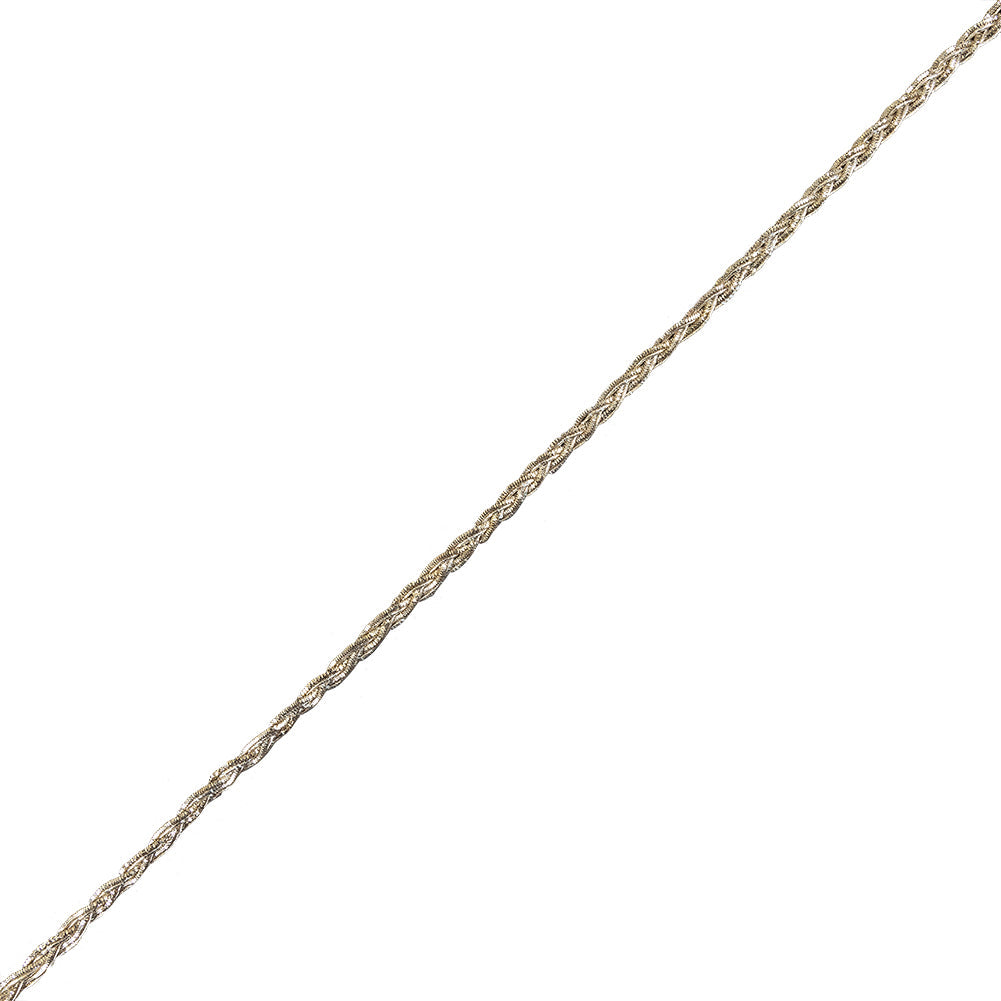 Vintage Metallic Silver Braided Trim - 0.25"