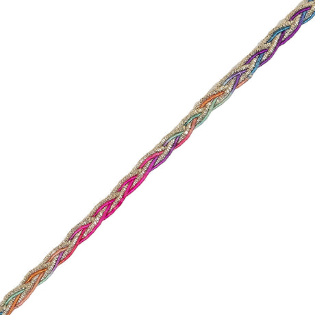 Vintage Metallic SIlver and Multicolor Braided Trim - 0.25"