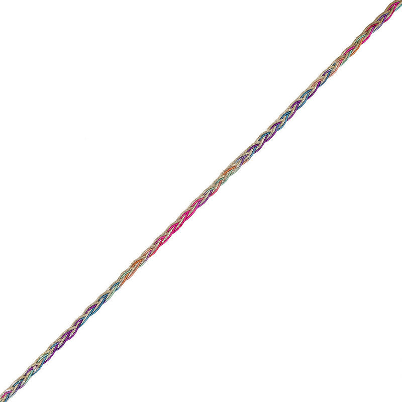 Vintage Metallic SIlver and Multicolor Braided Trim - 0.25"