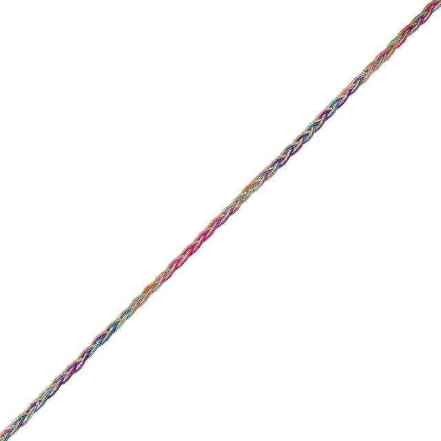 Vintage Metallic SIlver and Multicolor Braided Trim - 0.25"
