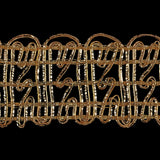 Vintage Metallic Gold Twisting Lines Braided Trim - 2"