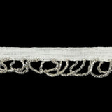 Vintage Silver Lined Seed Beaded Looped Fringe on Cotton Tape - 0.875"