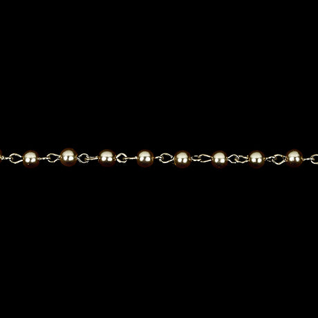 Vintage Czech Pearl Beads and Silver Metal Link Chain - 0.1875"