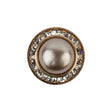 Vintage Swarovski Pearl, Crystal Rhinestones and Gold Metal Shank Back Button - 34L/21.5mm