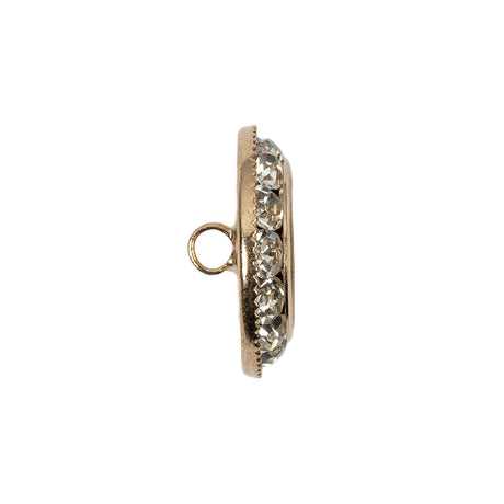 Vintage Crystal Rhinestones and Gold Metal Sawtooth Edge Shank Back Button With No Center - 34L/21.5mm