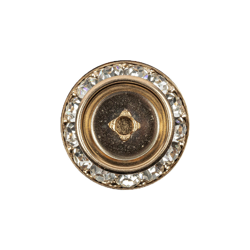 Vintage Crystal Rhinestones and Gold Metal Sawtooth Edge Shank Back Button With No Center - 34L/21.5mm