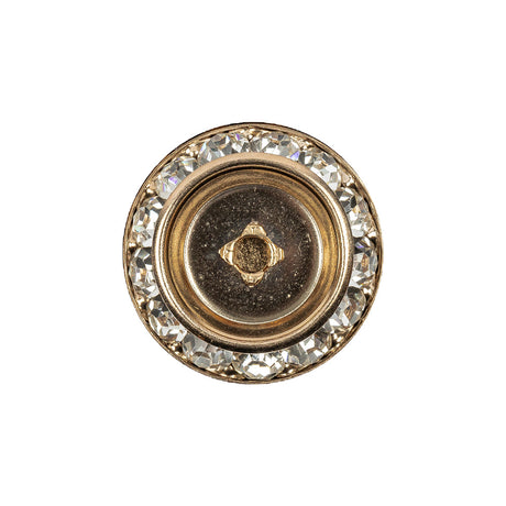 Vintage Crystal Rhinestones and Gold Metal Sawtooth Edge Shank Back Button With No Center - 34L/21.5mm